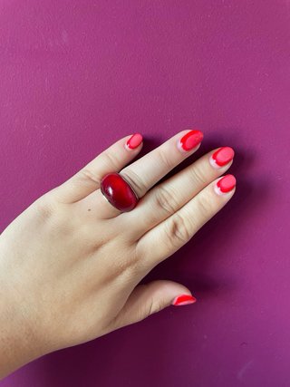 Anillo vintage rojo plata