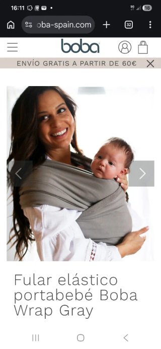Fular Elástico Portabebés Boba Wrap Gris