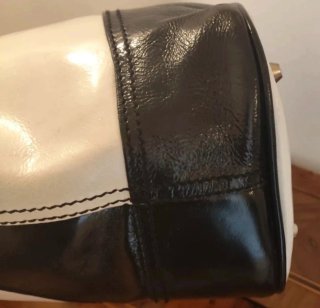 Borsa vera pelle bianco e nero