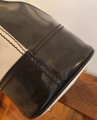 Borsa vera pelle bianco e nero