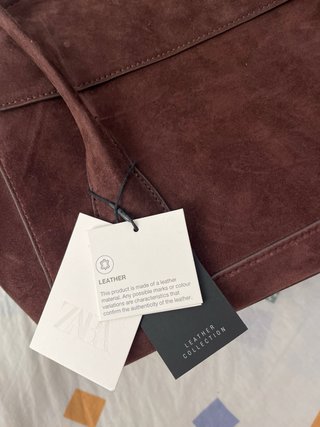 Bolso Serraje Piel Zara Marrón