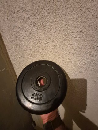 Disco de pesas recubierto de goma.