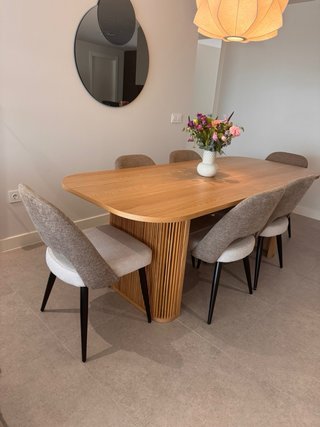 Mesa oval de madera con 6 sillas