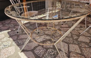 Conjunto mesa y 5 sillas forja para restaurar