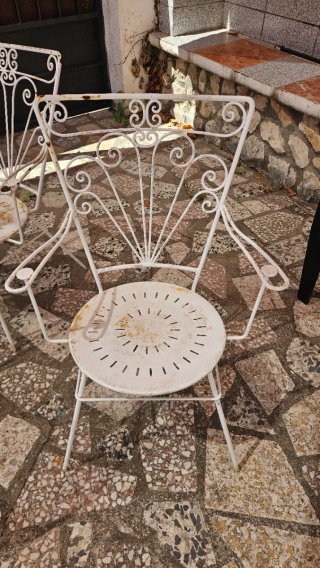 Conjunto mesa y 5 sillas forja para restaurar