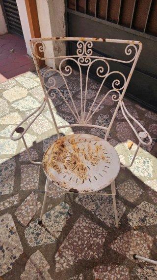 Conjunto mesa y 5 sillas forja para restaurar