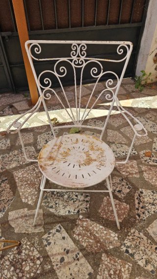 Conjunto mesa y 5 sillas forja para restaurar