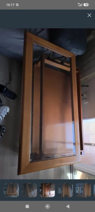 Mesa elevable centro madera y cristal