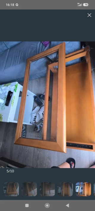 Mesa elevable centro madera y cristal