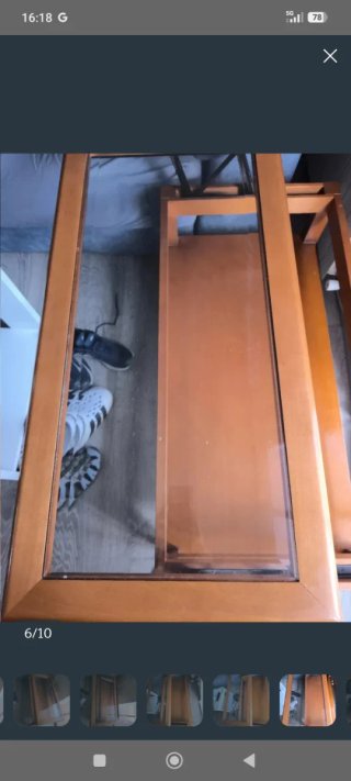 Mesa elevable centro madera y cristal