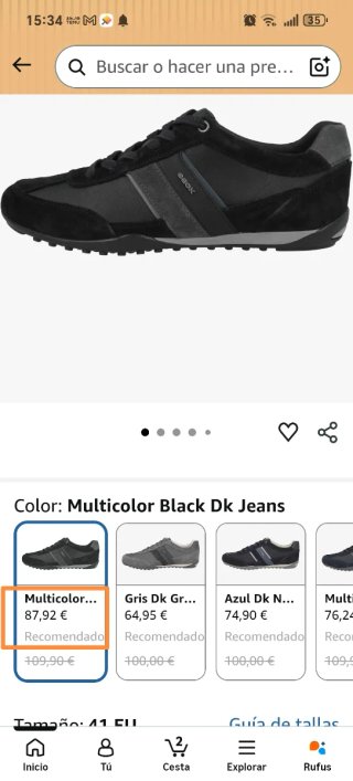 Zapatos Geox Hombre Talla 41 Negros/Grises