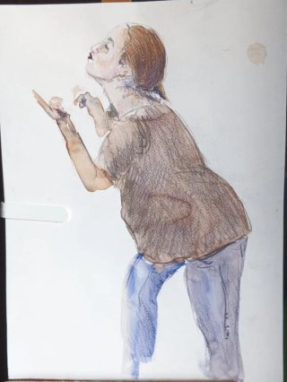 Pintura original mujer acuarela