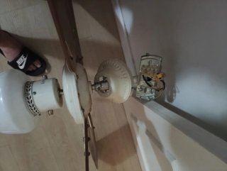 Lámpara Ventilador de Techo Madera y Cristal