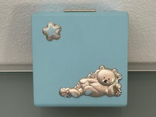Mealheiro infantil azul com urso e estrela