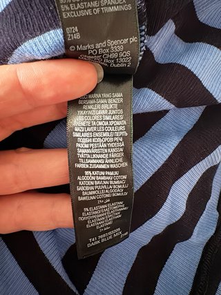 Camiseta Manga Larga M&S Rayas Azul Talla 44