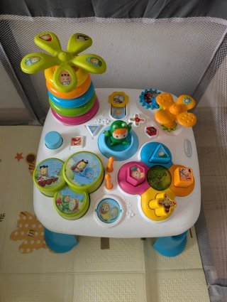 Parque de juegos bebé+balancín+mesa de actividades
