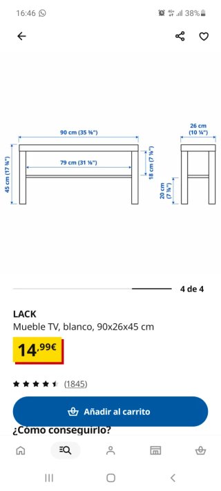 Mesita baja blanca Ikea LACK
