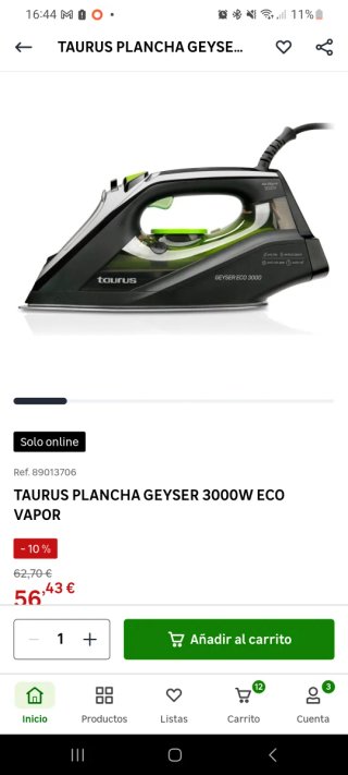 Plancha Taurus Geyser 3000W Eco Vapor