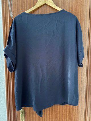 Blusa azul marino manga corta con botones, T42 F&F