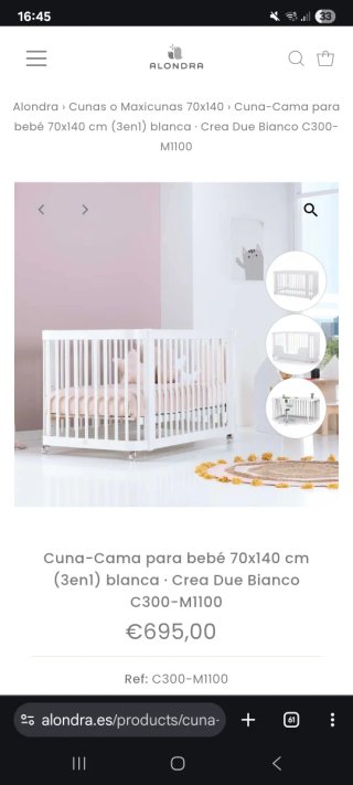 Cuna,colecho, cama y escritorio 70x140 (3 en 1)