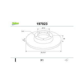 Valeo 197023 disco freno macizo eje trasero