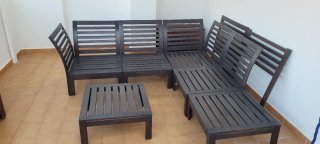 Conjunto de jardín madera y tela