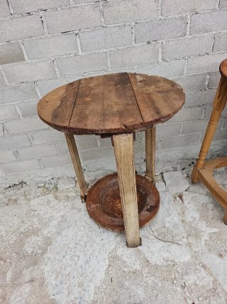 Mesa brasero madera y metal para restaurar