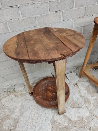Mesa brasero madera y metal para restaurar