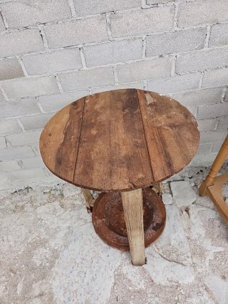 Mesa brasero madera y metal para restaurar