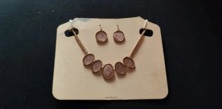 Conjunto Sfera collar y pendientes brillo