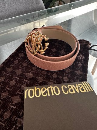 Cinturón Roberto Cavalli Talla 80 Dorado y Rosa