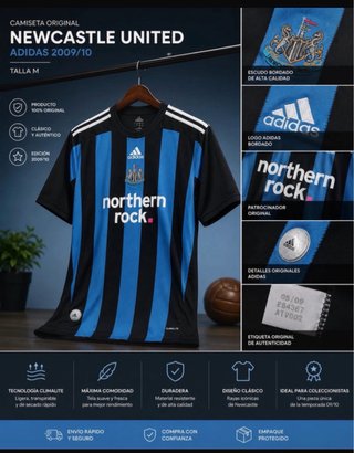 Camiseta Newcastle 2009 Adidas Talla L