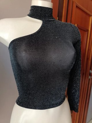 Top Monospalla Terranova Nero Glitterato