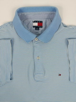 Polo Tommy Hilfiger Rayas Celeste Talla XL