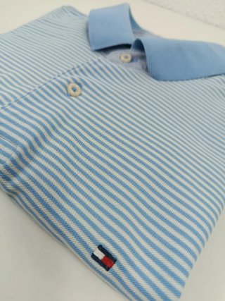 Polo Tommy Hilfiger Rayas Celeste Talla XL