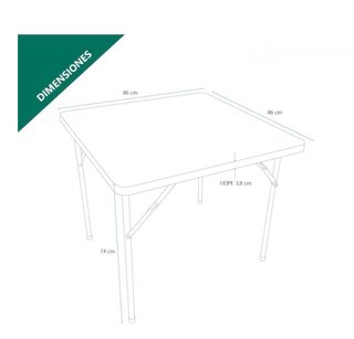 Mesa plegable 86x86 cm