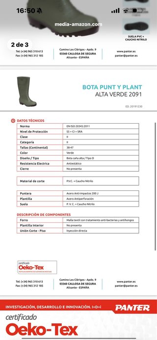 Bota Panter Punt y Plant Verde Talla 42
