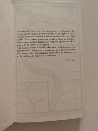 El imperio del sol. J. G. Ballard
