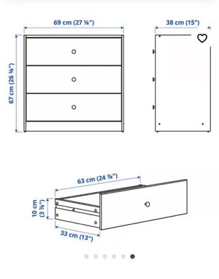 Cómoda IKEA GURKSEN 3 cajones beige 69x67cm