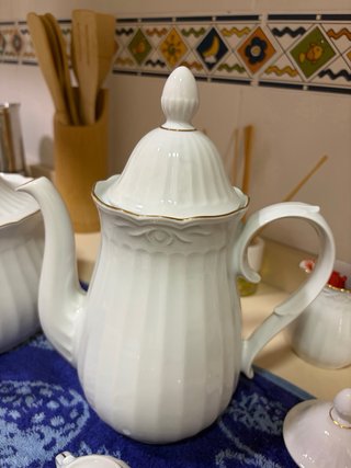 Vajilla Santa Clara Porcelana Blanca y Dorada