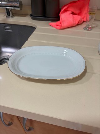 Vajilla Santa Clara Porcelana Blanca y Dorada
