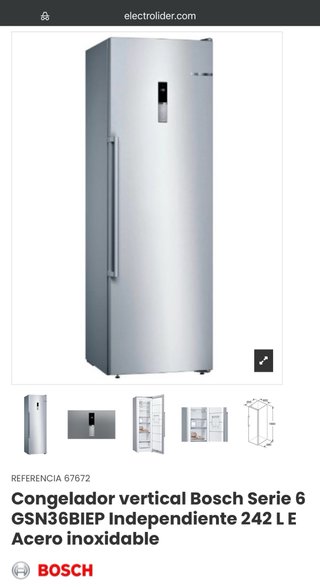 Congelador Vertical Bosch Inox