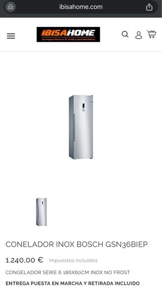 Congelador Vertical Bosch Inox