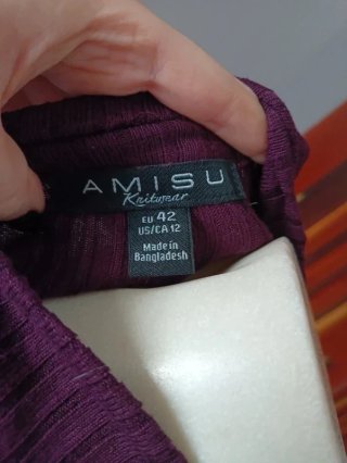Vestito Amisu Maglia Costine Viola Midi