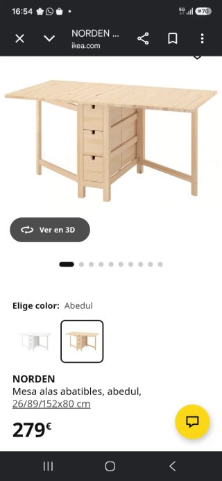 Mesa plegable IKEA Norden abedul