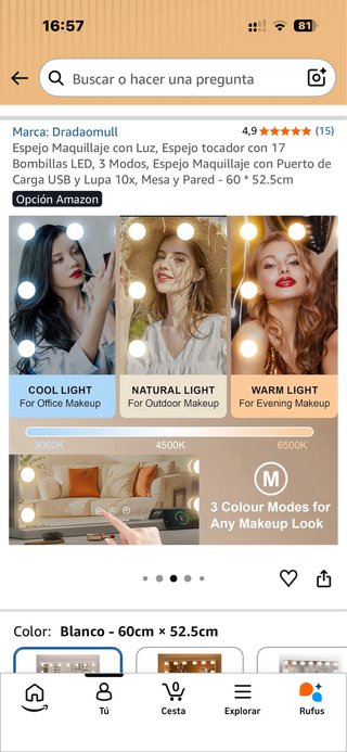 Espejo Maquillaje con Luces LED