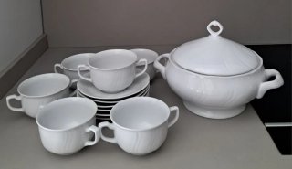 Juego Consomé Porcelana 14 Piezas Allegro