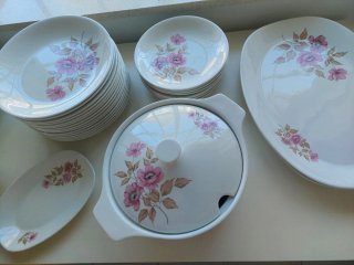 Vajilla vintage porcelana flores rosas