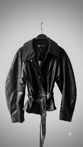Chaqueta efecto piel Zara negra