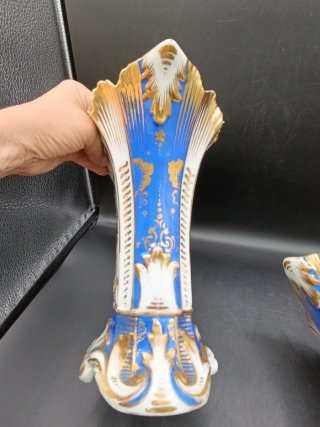 Pareja jarrones isabelinos porcelana antigua